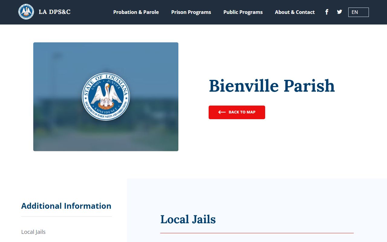 Bienville Parish Jail inmate lookup DPS&C local jail listing